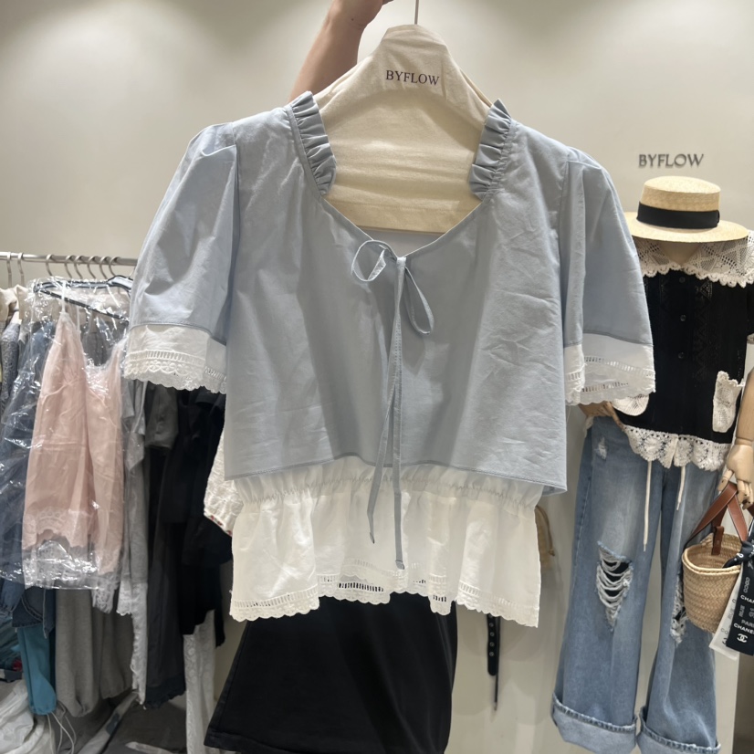 BY FLOW韓國直郵女裝新品職業26春夏26夏季推薦襯衫蕾絲衫BY FLOW襯衫/蕾絲衫圖色1