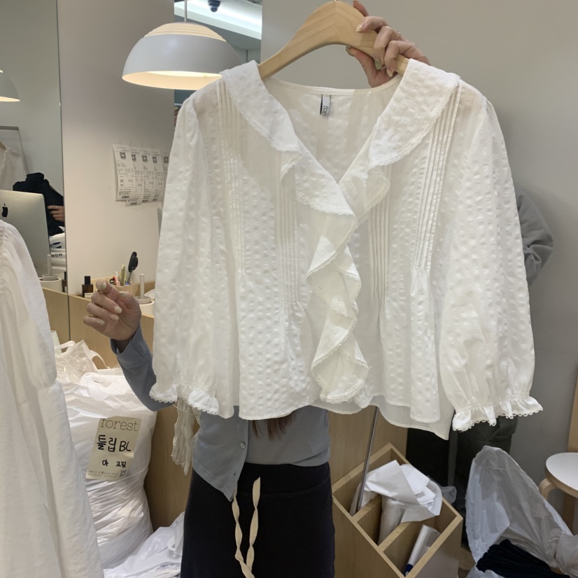 FOREST東大門實拍韓國女裝新款熱賣休閑26夏季襯衫蕾絲衫FOREST襯衫/蕾絲衫圖色2