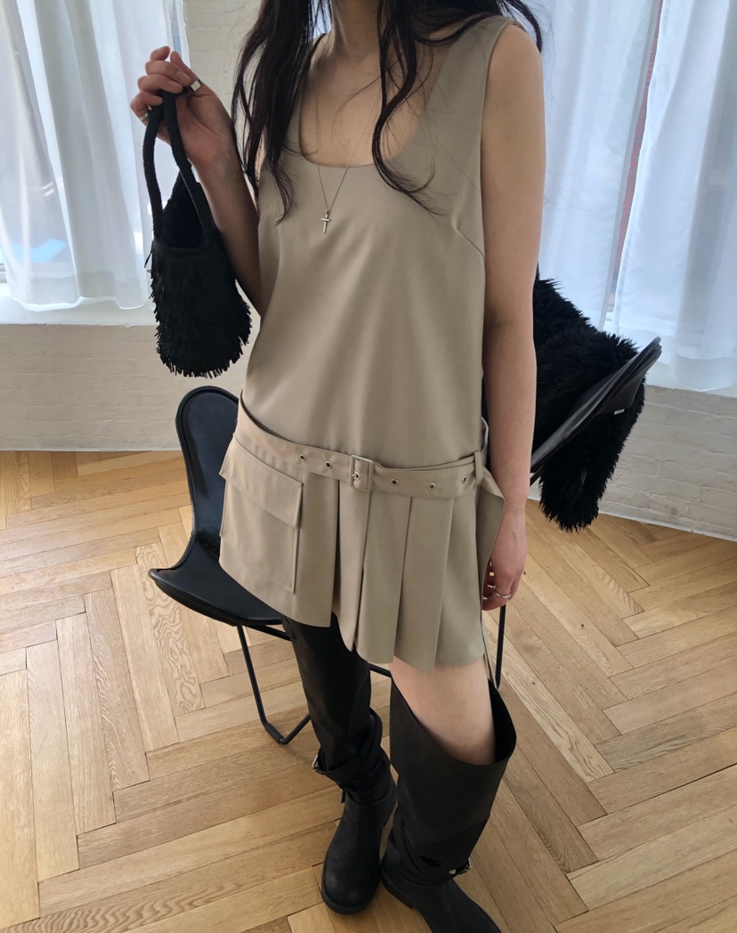 MELTED-P韓國直郵女士新款時尚熱賣26春夏職業連衣裙含腰帶MELTED-P連衣裙