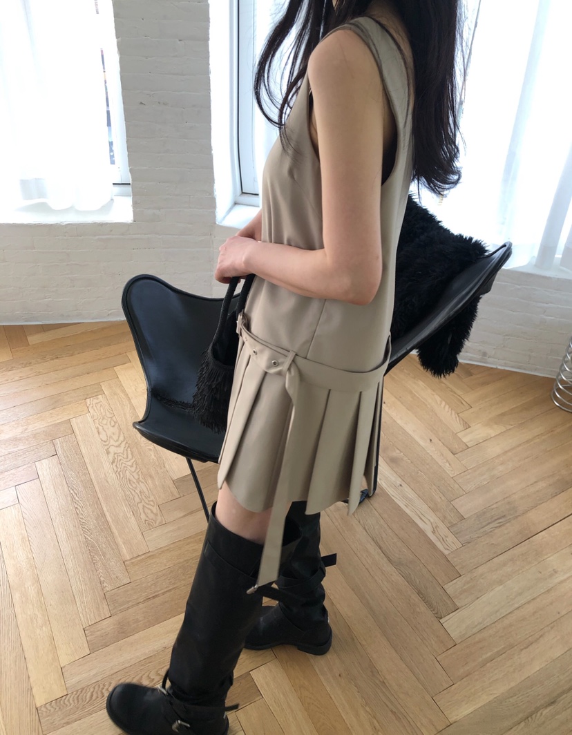 MELTED-P韓國直郵女士新款時尚熱賣26春夏職業連衣裙含腰帶MELTED-P連衣裙