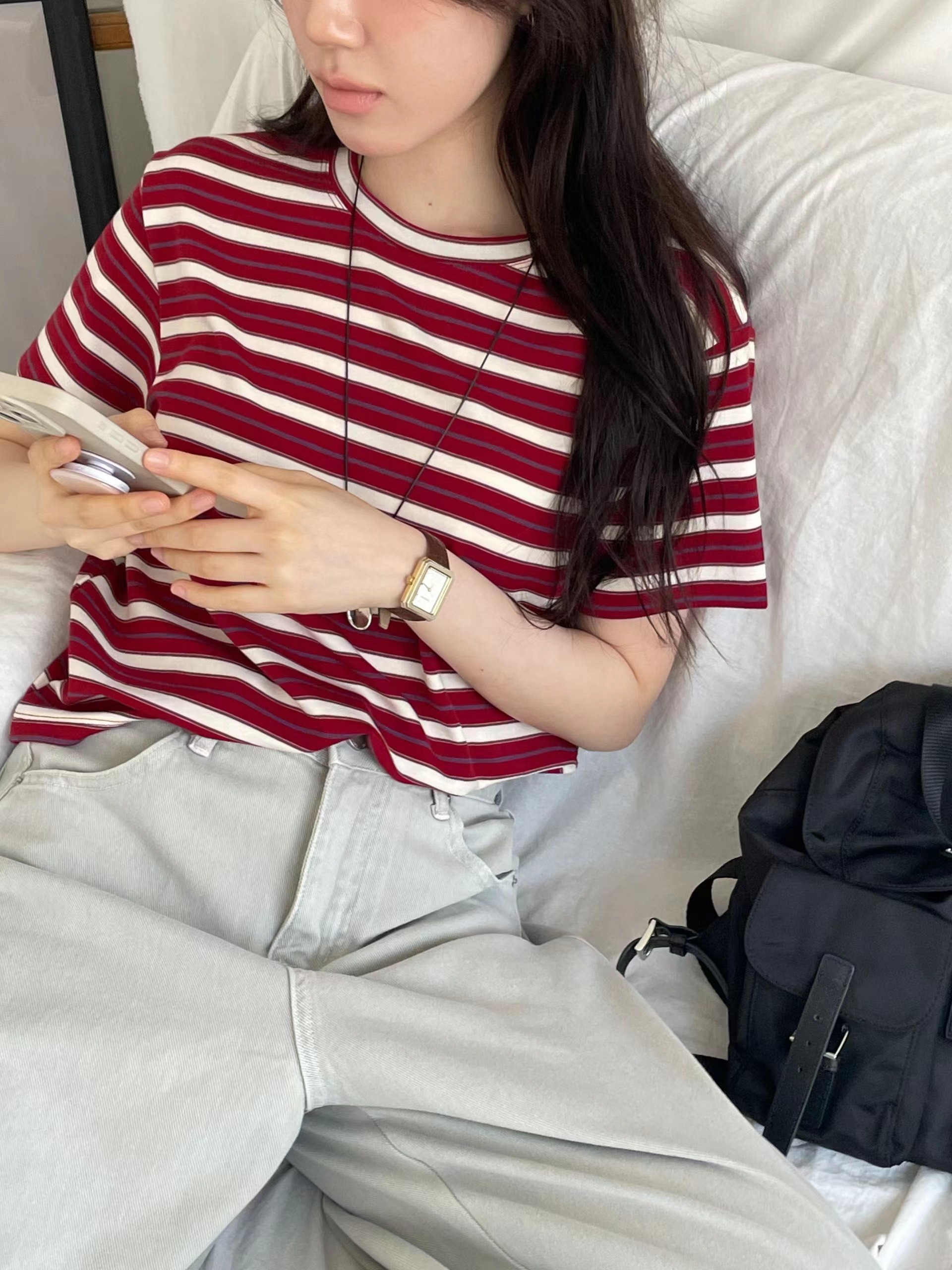 L.REWIND韓國直郵實拍女士新品推薦時尚休閑熱賣26春夏T恤L.REWINDT恤