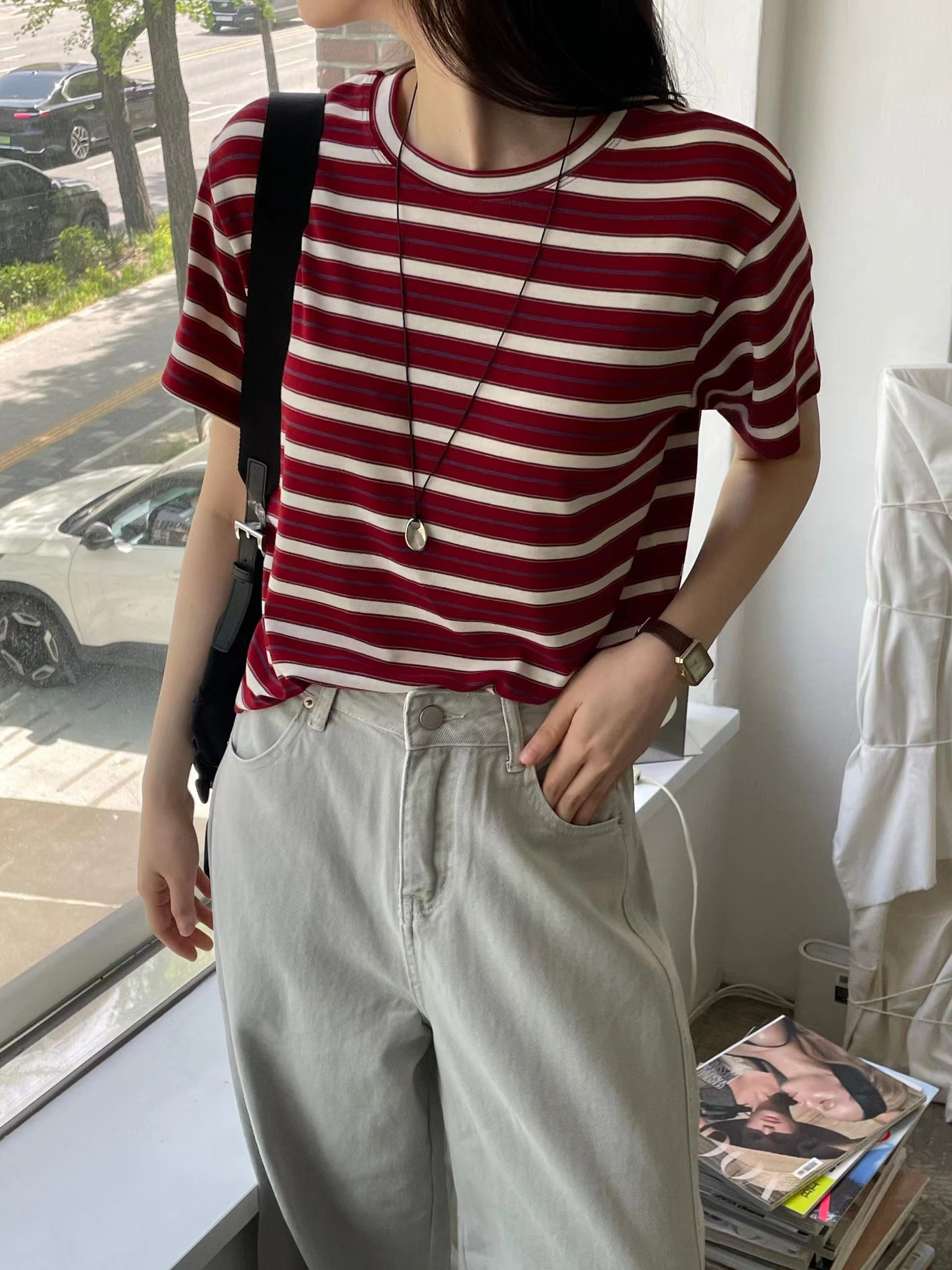 L.REWIND韓國直郵實拍女士新品推薦時尚休閑熱賣26春夏T恤L.REWINDT恤