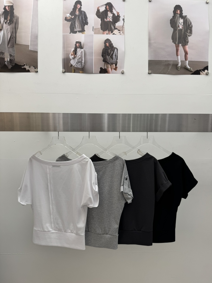 AMOOD韓國直郵實拍女裝新款26夏季人氣休閑職業T恤不對稱AMOODT恤