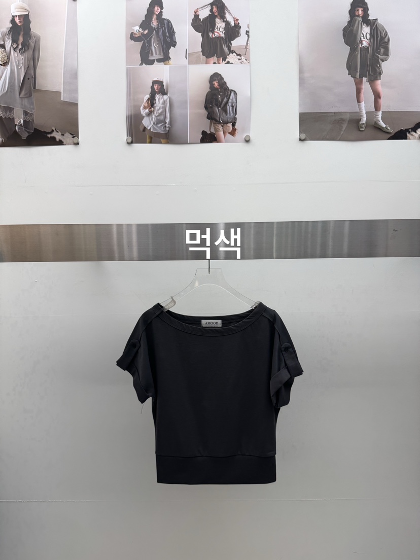 AMOOD韓國直郵實拍女裝新款26夏季人氣休閑職業T恤不對稱AMOODT恤圖色3