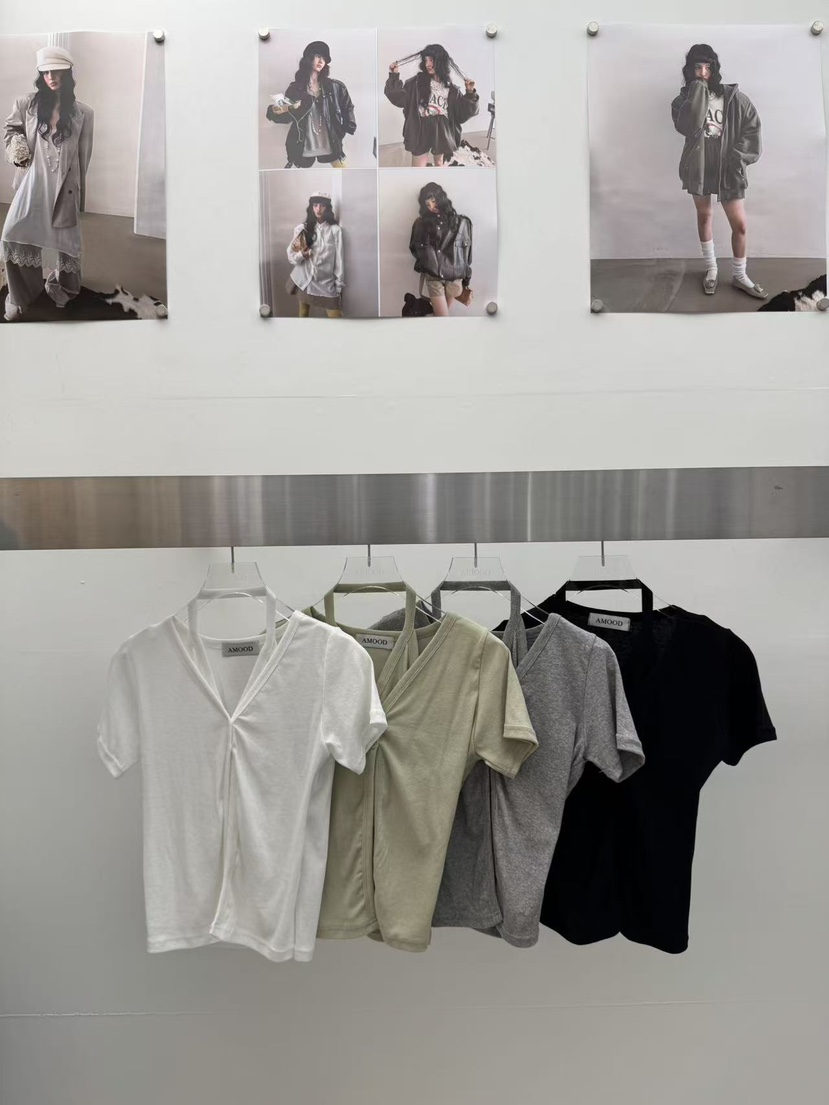 AMOOD韓國直郵實拍女士新款時尚推薦休閑職業熱賣T恤開衫AMOODT恤