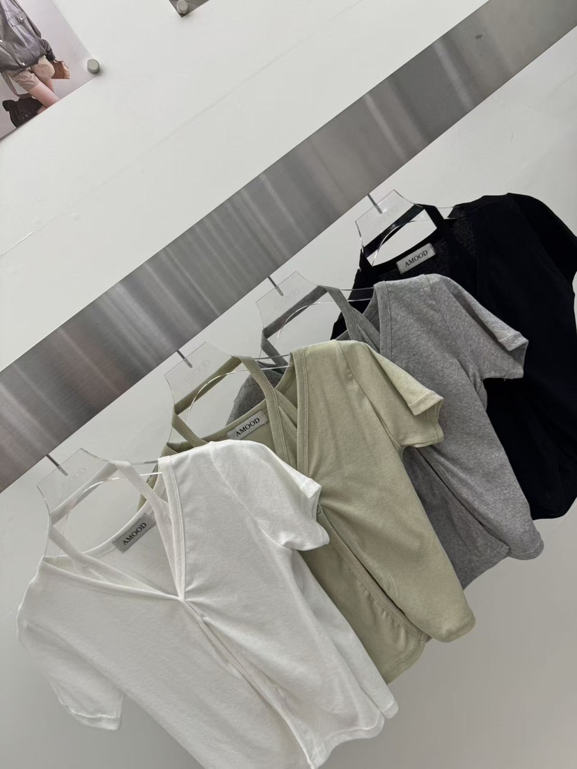 AMOOD韓國直郵實拍女士新款時尚推薦休閑職業熱賣T恤開衫AMOODT恤