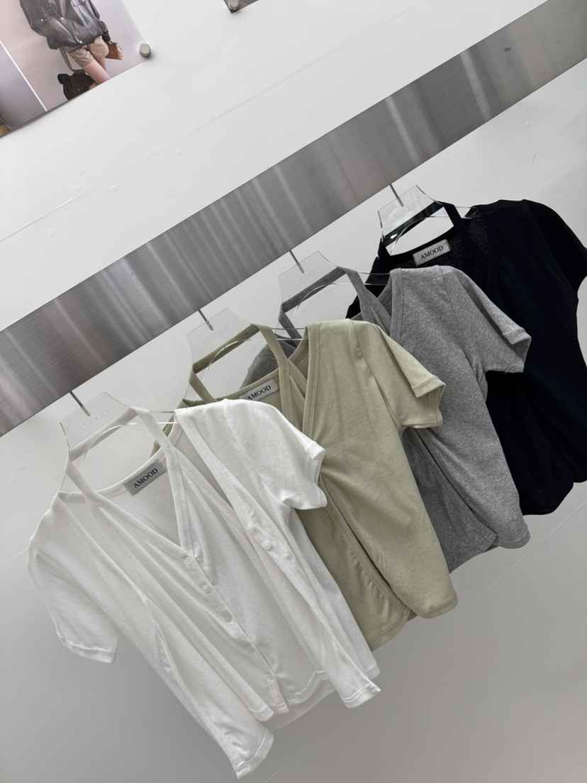 AMOOD韓國直郵實拍女士新款時尚推薦休閑職業熱賣T恤開衫AMOODT恤