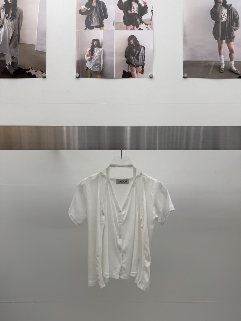 AMOOD韓國直郵實拍女士新款時尚推薦休閑職業熱賣T恤開衫AMOODT恤圖色1