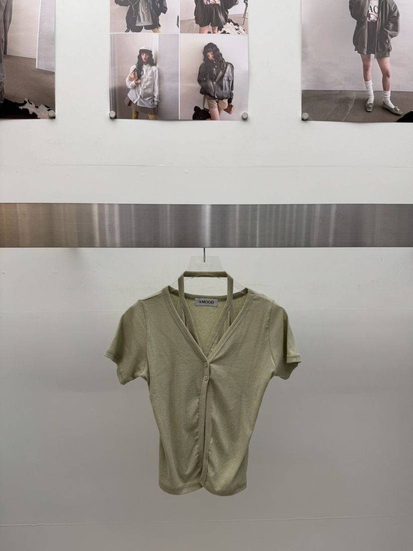 AMOOD韓國直郵實拍女士新款時尚推薦休閑職業熱賣T恤開衫AMOODT恤圖色2