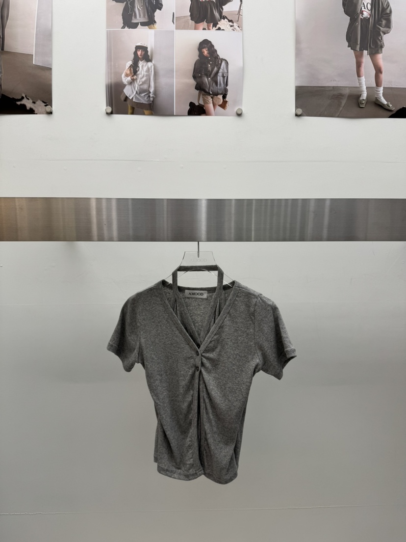 AMOOD韓國直郵實拍女士新款時尚推薦休閑職業熱賣T恤開衫AMOODT恤圖色3