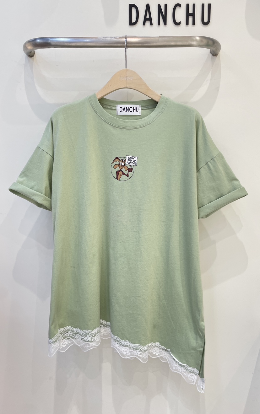 DANCHU韓國代購女士新品職業人氣26春夏熱賣推薦26夏季T恤蕾絲DANCHUT恤圖色2