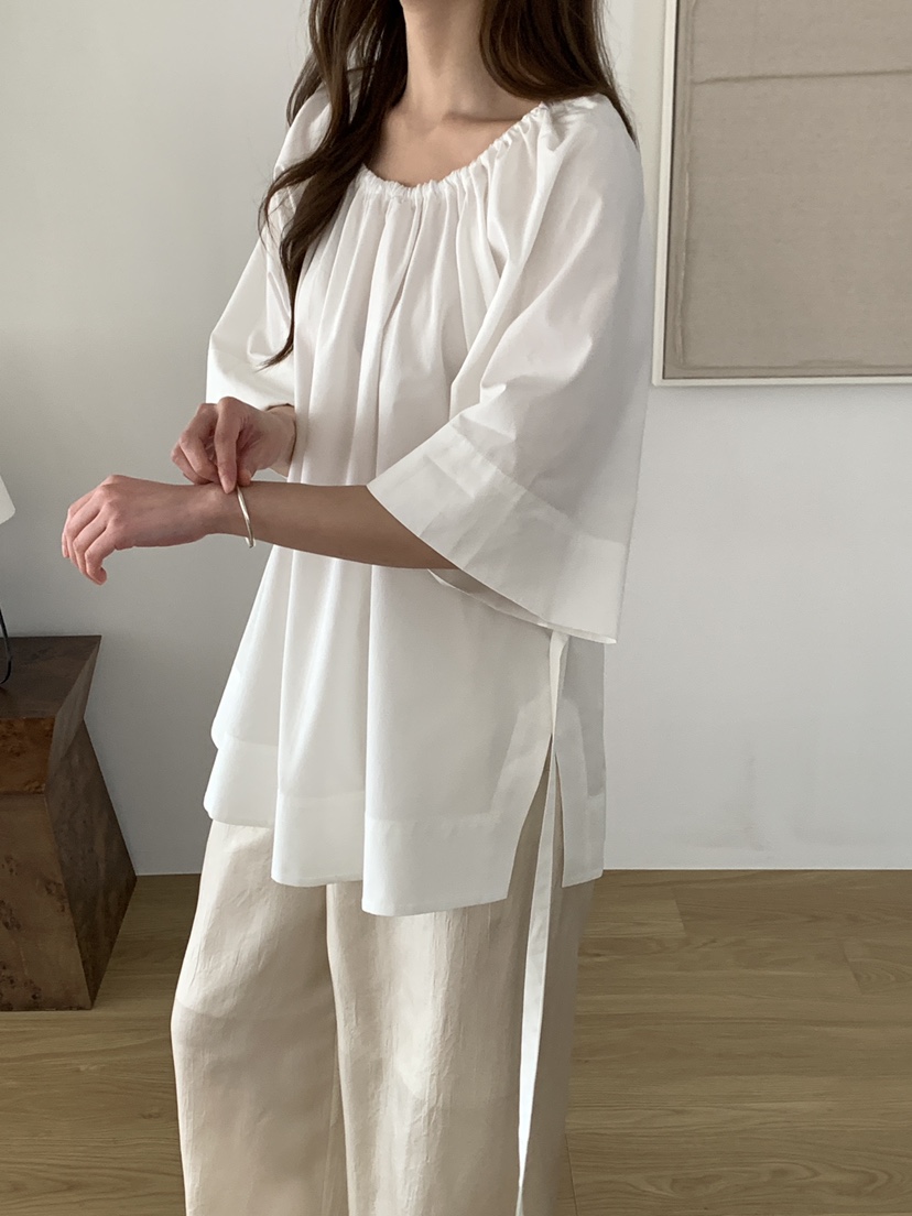 ATHEA東大門實拍韓國女裝新款26春夏休閑襯衫蕾絲衫含腰繩ATHEA襯衫/蕾絲衫