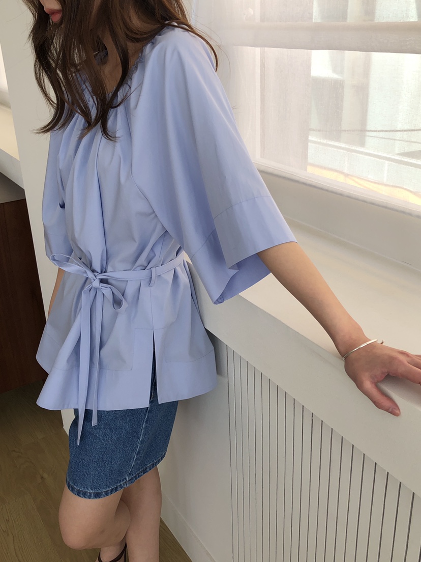 ATHEA東大門實拍韓國女裝新款26春夏休閑襯衫蕾絲衫含腰繩ATHEA襯衫/蕾絲衫