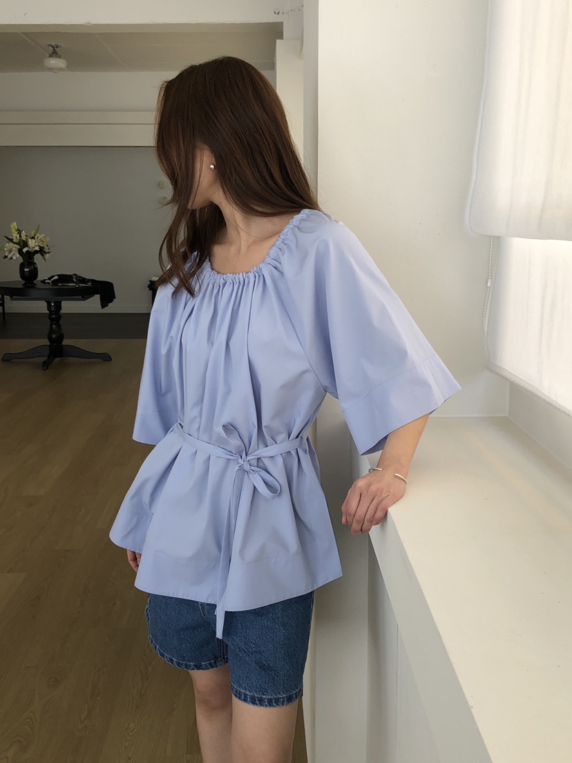 ATHEA東大門實拍韓國女裝新款26春夏休閑襯衫蕾絲衫含腰繩ATHEA襯衫/蕾絲衫