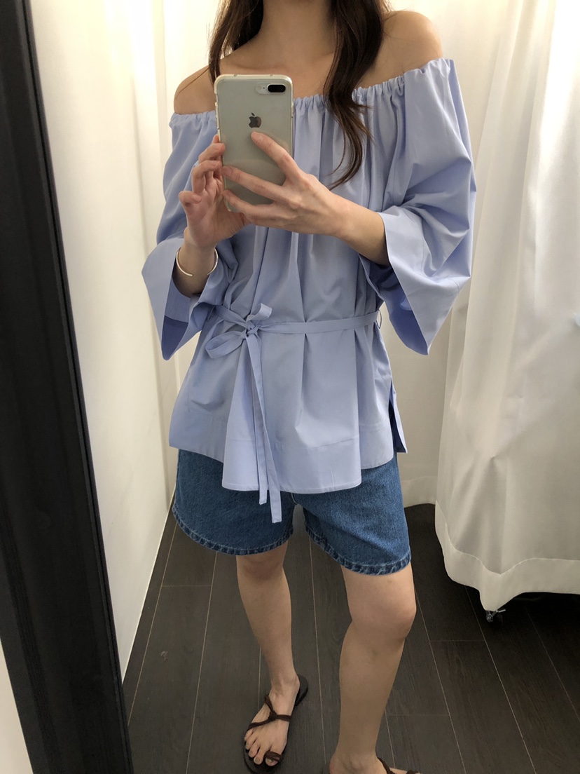 ATHEA東大門實拍韓國女裝新款26春夏休閑襯衫蕾絲衫含腰繩ATHEA襯衫/蕾絲衫