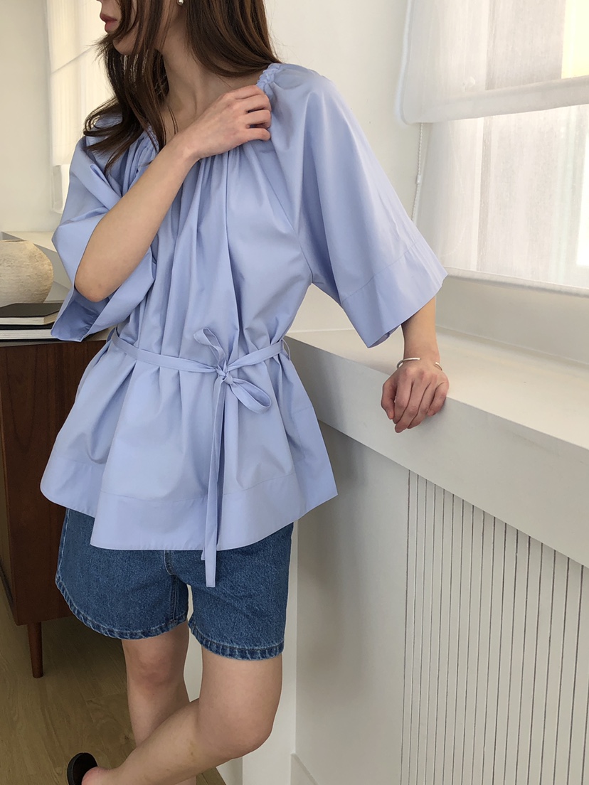 ATHEA東大門實拍韓國女裝新款26春夏休閑襯衫蕾絲衫含腰繩ATHEA襯衫/蕾絲衫圖色2