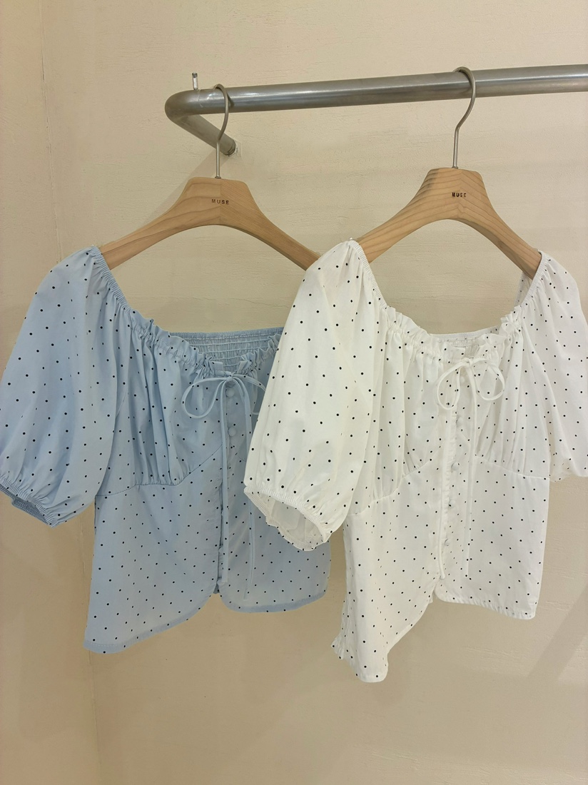 MUSE-P韓國直郵實拍女裝新款休閑時尚熱賣襯衫蕾絲衫褶皺MUSE-P襯衫/蕾絲衫