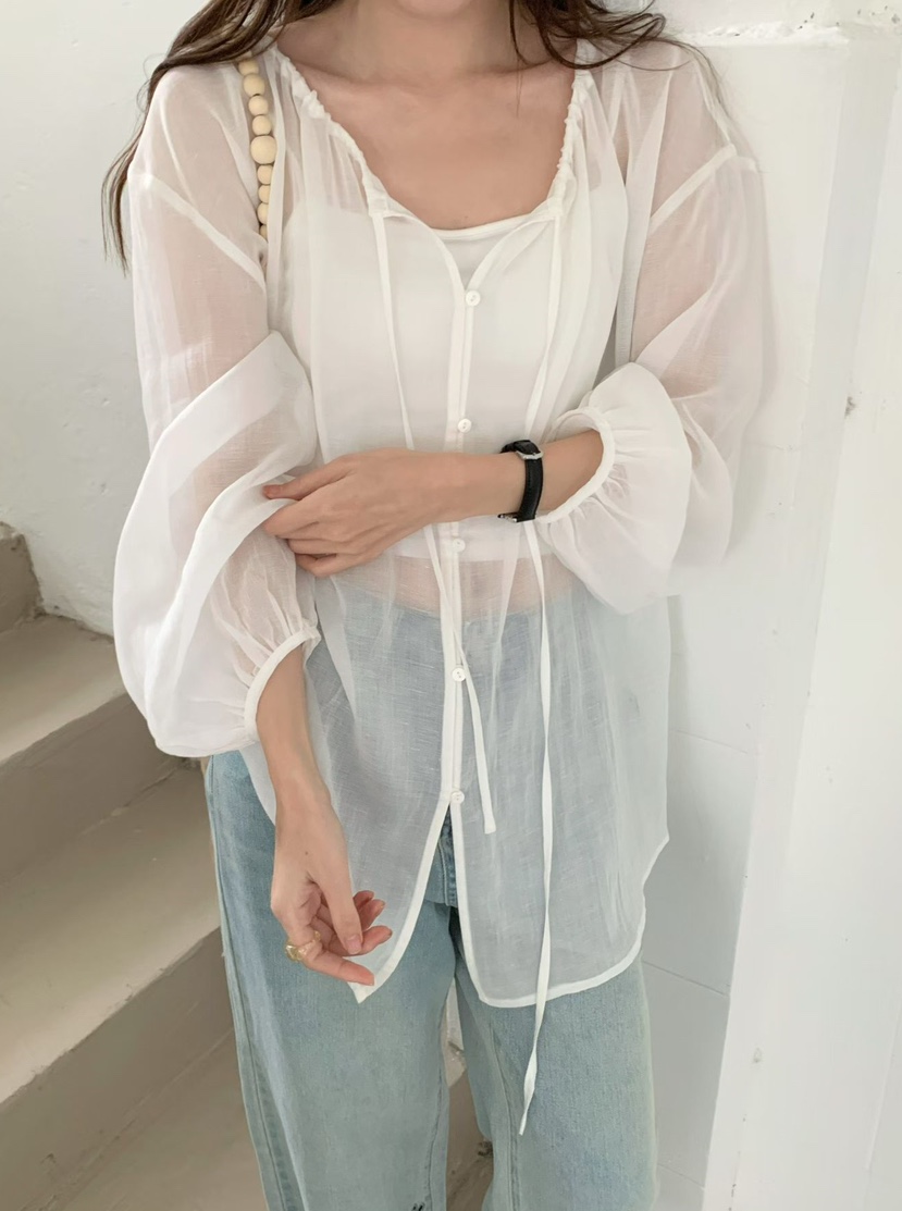 OLA韓國代購女士新品休閑熱賣26春夏26夏季時尚襯衫蕾絲衫mellor/OLA襯衫/蕾絲衫