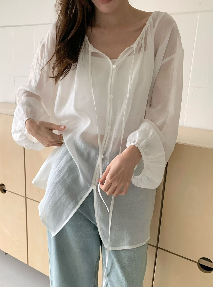 OLA韓國代購女士新品休閑熱賣26春夏26夏季時尚襯衫蕾絲衫mellor/OLA襯衫/蕾絲衫