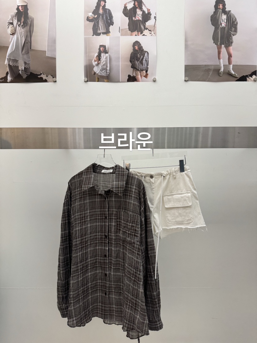 AMOOD東大門實拍韓國女士新品推薦時尚襯衫蕾絲衫格子腰帶AMOOD襯衫/蕾絲衫