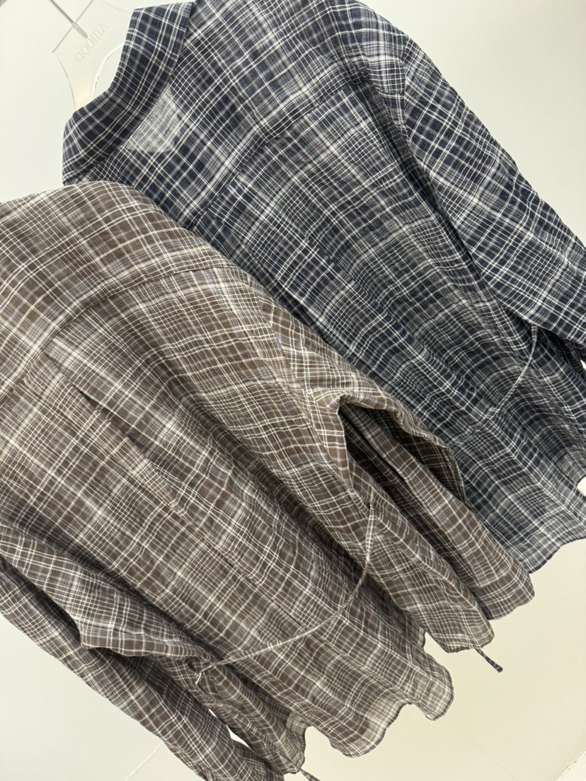 AMOOD東大門實拍韓國女士新品推薦時尚襯衫蕾絲衫格子腰帶AMOOD襯衫/蕾絲衫