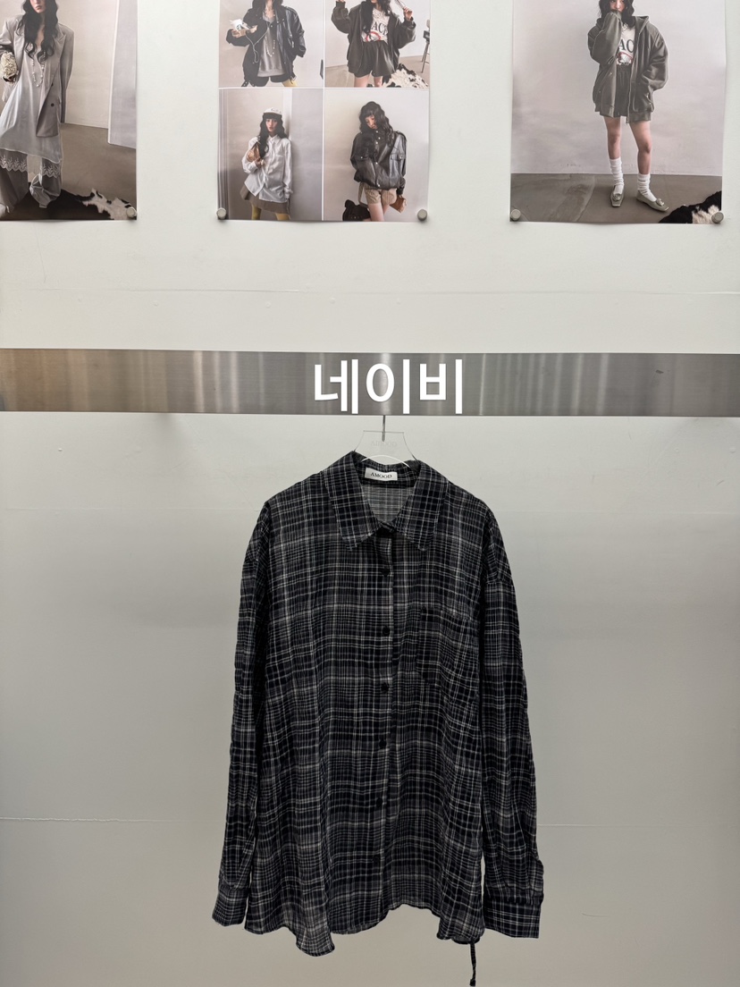 AMOOD東大門實拍韓國女士新品推薦時尚襯衫蕾絲衫格子腰帶AMOOD襯衫/蕾絲衫圖色1