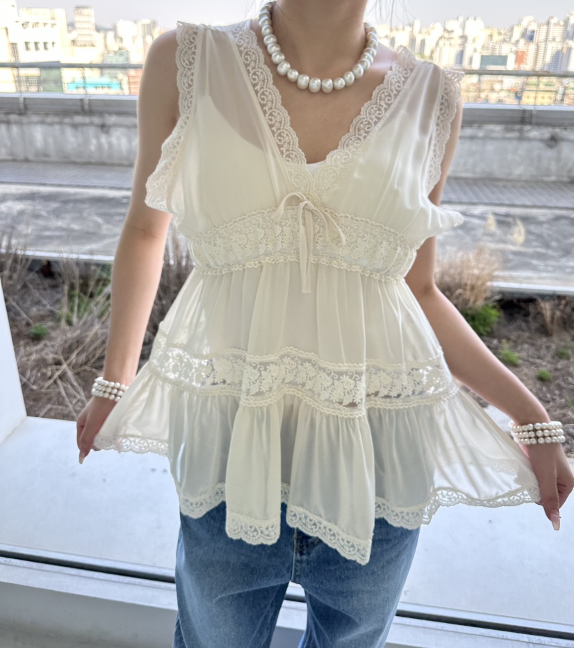 JENNY 1976韓國直郵女士新品26夏季26春夏熱賣吊帶背心蕾絲JENNY 1976吊帶/背心