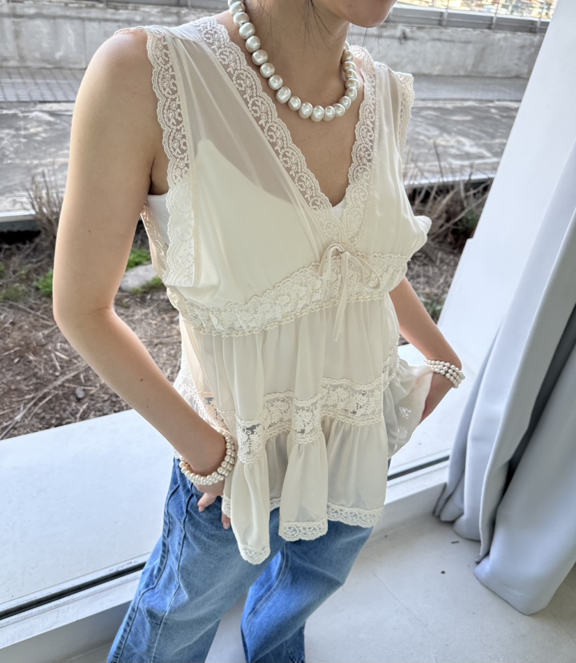 JENNY 1976韓國直郵女士新品26夏季26春夏熱賣吊帶背心蕾絲JENNY 1976吊帶/背心