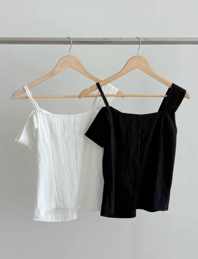 BINUS東大門實拍韓國女裝新款人氣時尚襯衫蕾絲衫不對稱褶皺BINUS襯衫/蕾絲衫