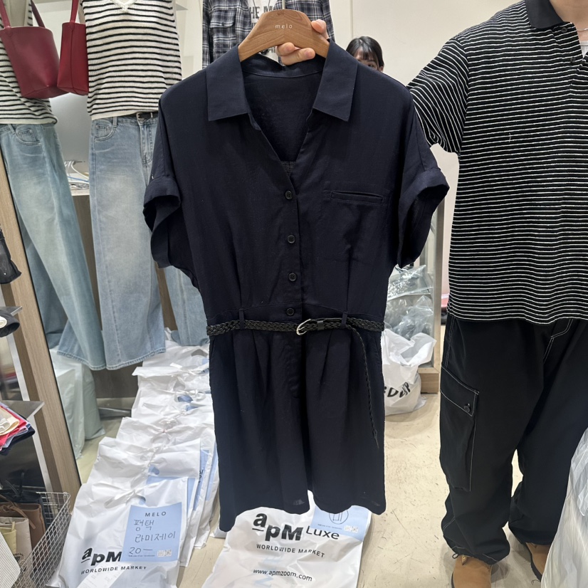 MELO韓國直郵實拍女士新品26春夏休閑26夏季連衣裙含腰帶亞麻MELO連衣裙圖色3