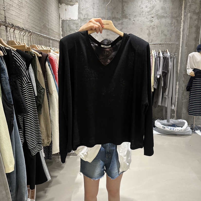 JUNI韓國東大門直郵女裝新品熱賣推薦人氣26春夏長袖T恤亞麻my juni長袖T恤圖色2