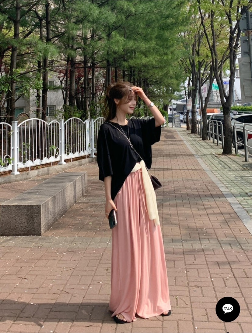 GOSSIP韓國東大門直郵女裝新款休閑26春夏休閑褲人造絲闊腿褲GOSSIP休閑褲