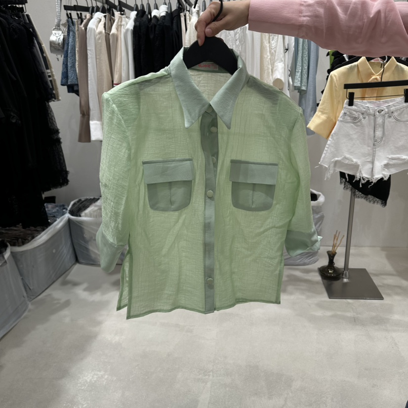 BUBBLE/LOTTIMO韓國東大門代購女裝新品推薦襯衫蕾絲衫口袋BUBBLE/LOTTIMO襯衫/蕾絲衫圖色2