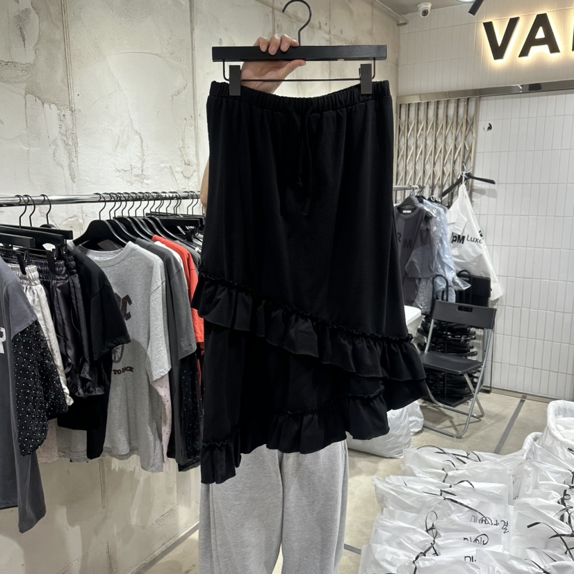 VANTA韓國東大門直郵女裝新款26夏季半身裙中短裙不對稱荷葉邊VANTA半身裙/中短裙圖色2