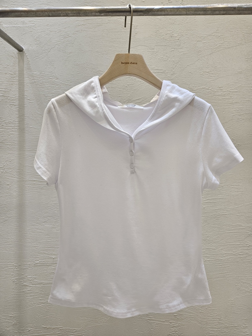 GOSSIP韓國直郵女裝新款職業時尚26夏季熱賣人氣T恤紐扣連帽GOSSIPT恤圖色1