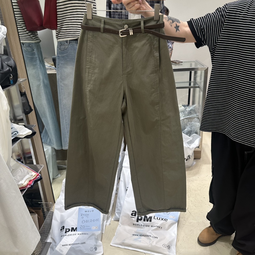 MELO韓國直郵女士新品職業休閑人氣26春夏休閑褲含腰帶棉質MELO休閑褲圖色1