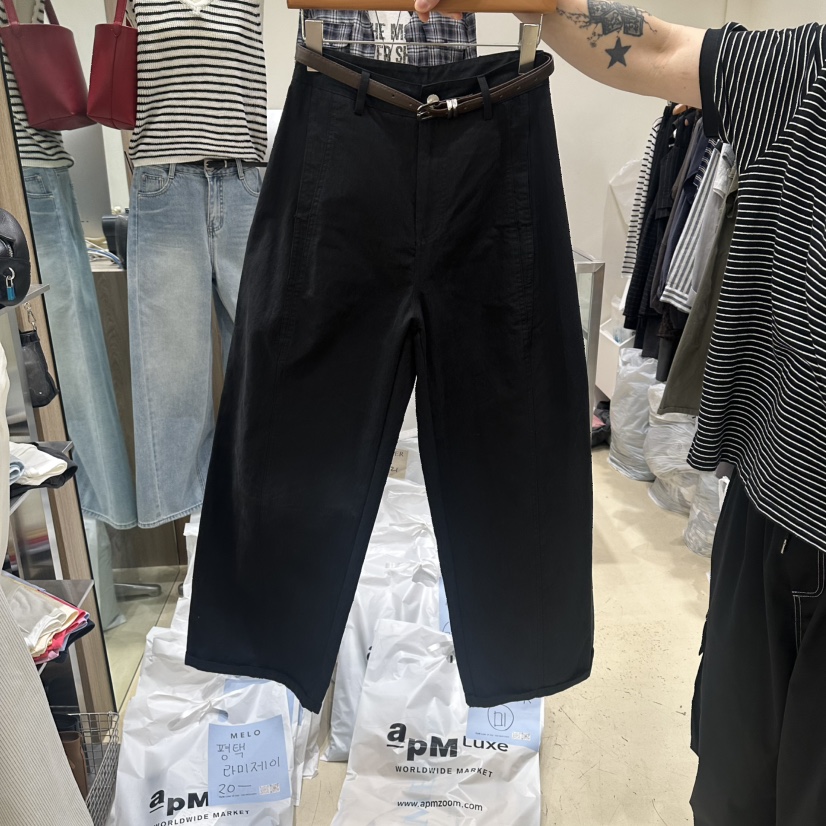 MELO韓國直郵女士新品職業休閑人氣26春夏休閑褲含腰帶棉質MELO休閑褲圖色2