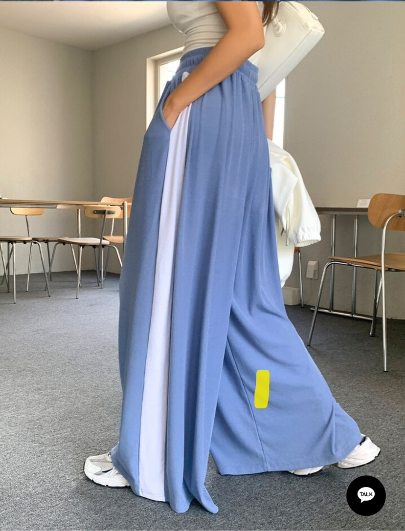 GOSSIP韓國東大門代購女士新款26夏季熱賣休閑褲闊腿褲撞色GOSSIP休閑褲