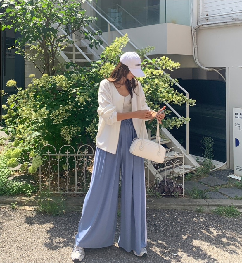 GOSSIP韓國東大門代購女士新款26夏季熱賣休閑褲闊腿褲撞色GOSSIP休閑褲