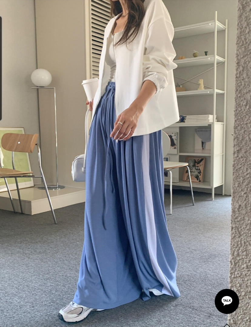 GOSSIP韓國東大門代購女士新款26夏季熱賣休閑褲闊腿褲撞色GOSSIP休閑褲圖色2