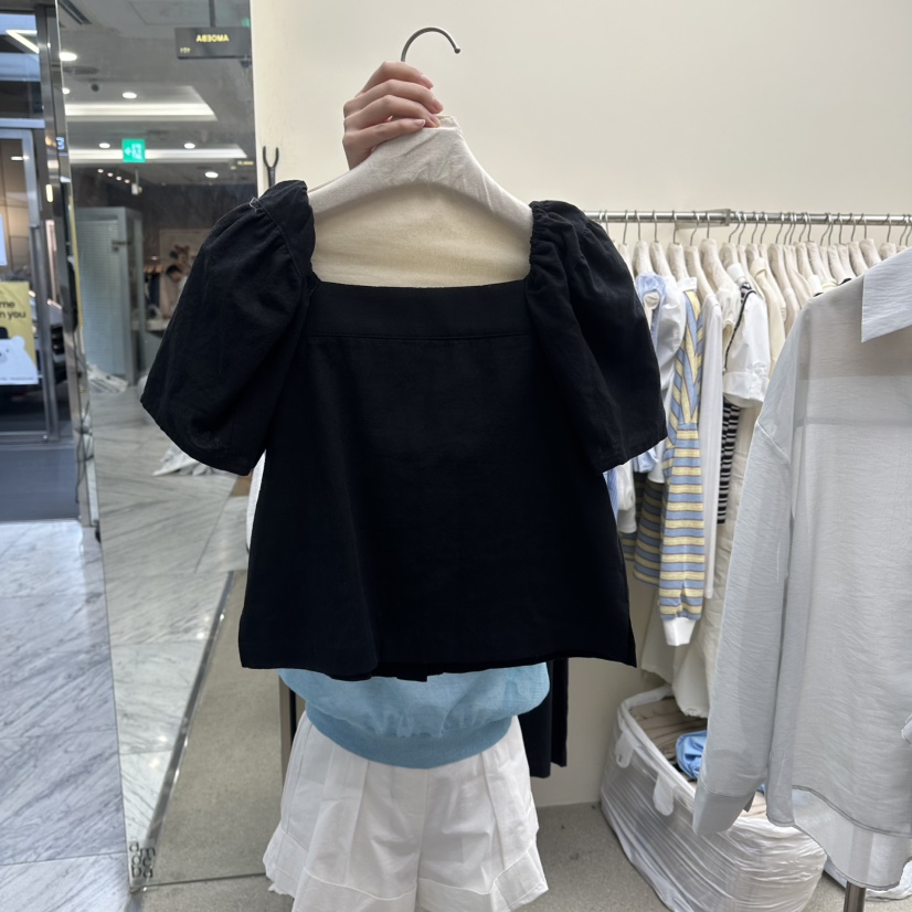 AMOEBA韓國代購女裝新品26夏季人氣時尚襯衫蕾絲衫亞麻布AMOEBA襯衫/蕾絲衫