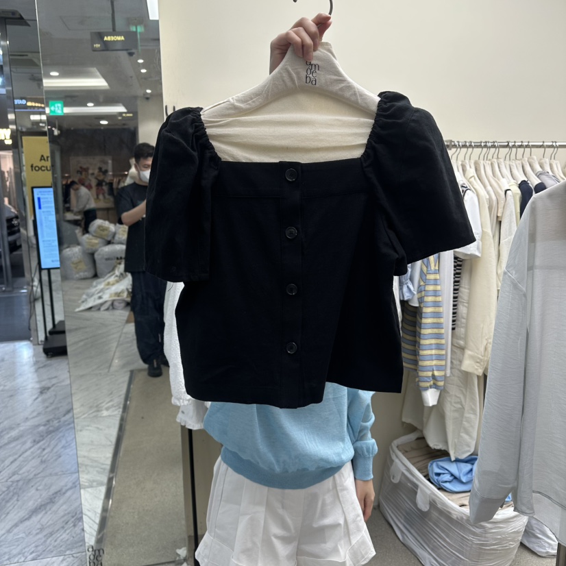 AMOEBA韓國代購女裝新品26夏季人氣時尚襯衫蕾絲衫亞麻布AMOEBA襯衫/蕾絲衫圖色2