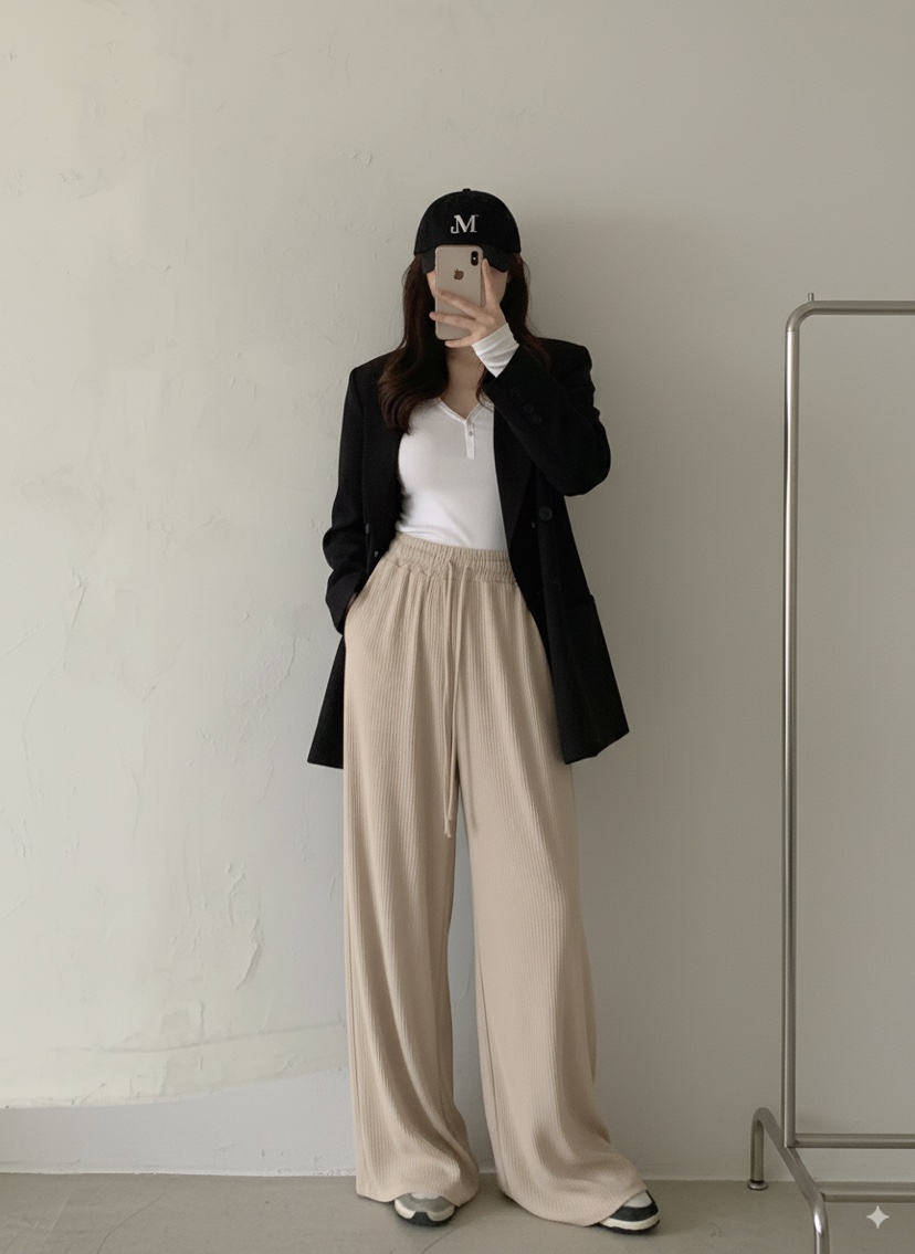 GOSSIP韓國代購女士新款推薦時尚26春夏熱賣26夏季休閑褲羅紋GOSSIP休閑褲