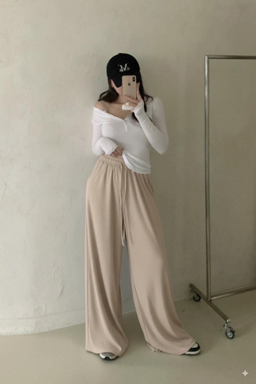 GOSSIP韓國代購女士新款推薦時尚26春夏熱賣26夏季休閑褲羅紋GOSSIP休閑褲