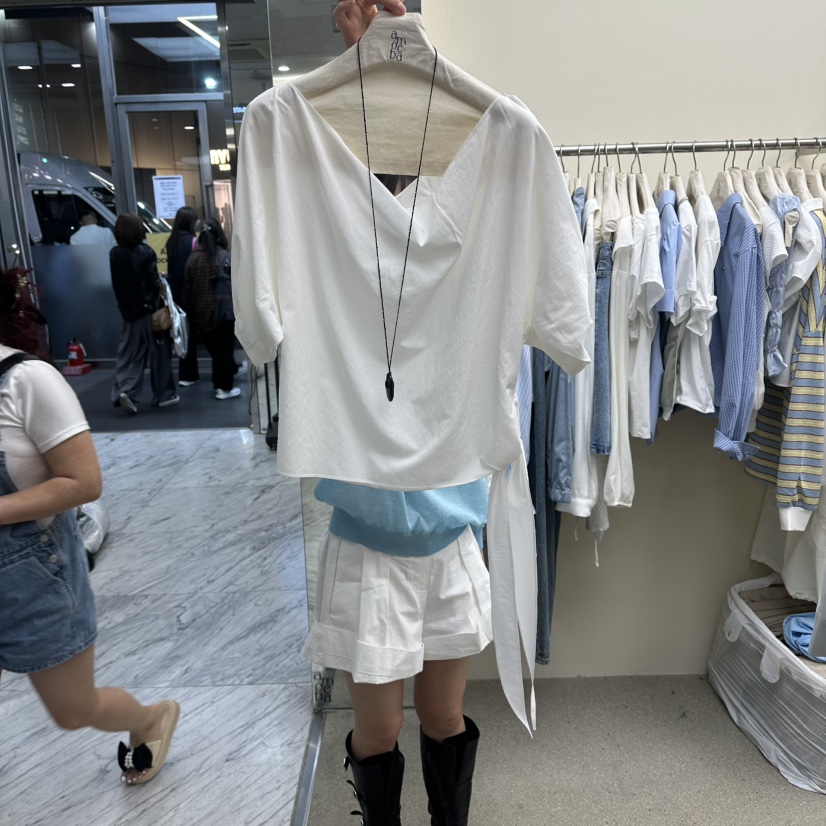 AMOEBA韓國直郵女士新款熱賣人氣休閑襯衫蕾絲衫不含項鏈AMOEBA襯衫/蕾絲衫圖色1