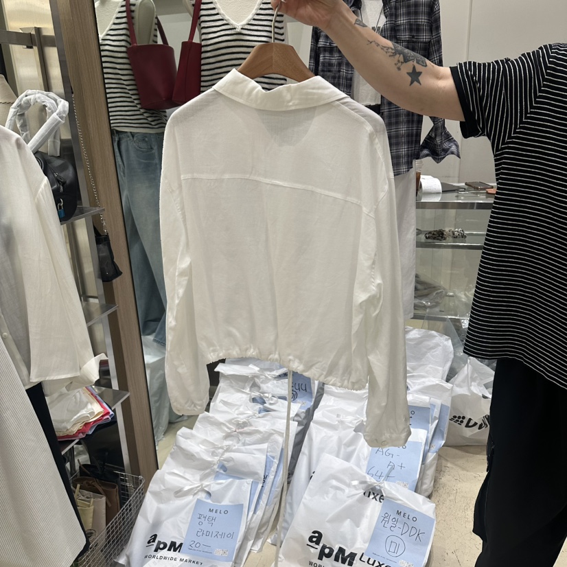 MELO韓國東大門直郵女士新品26夏季時尚推薦襯衫蕾絲衫亞麻MELO襯衫/蕾絲衫