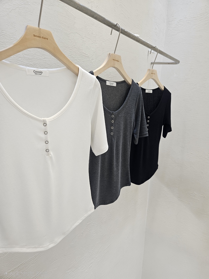 GOSSIP韓國直郵實拍女裝新款職業推薦熱賣26夏季休閑時尚T恤GOSSIPT恤圖色3左三色