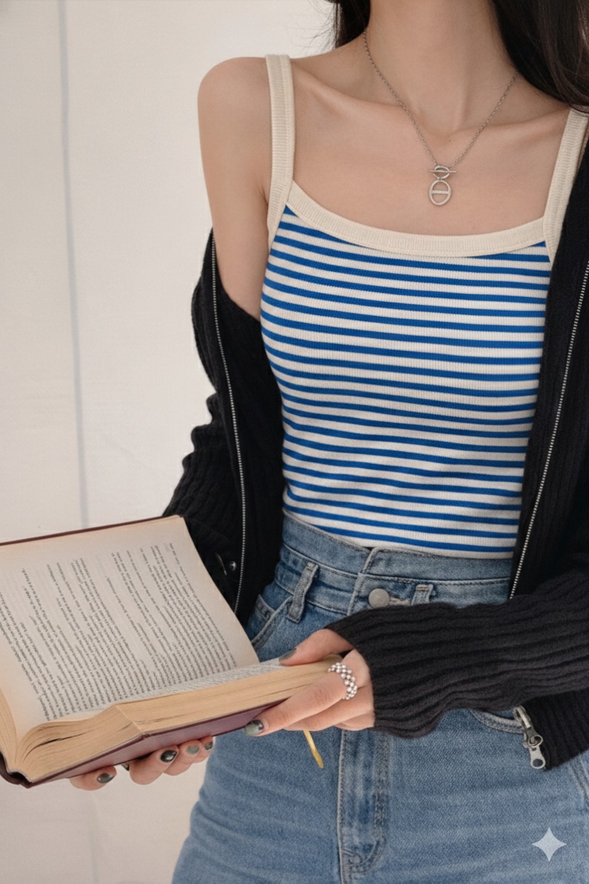 GOSSIP韓國代購女士新品時尚26春夏推薦26夏季吊帶背心條紋GOSSIP吊帶/背心圖色3