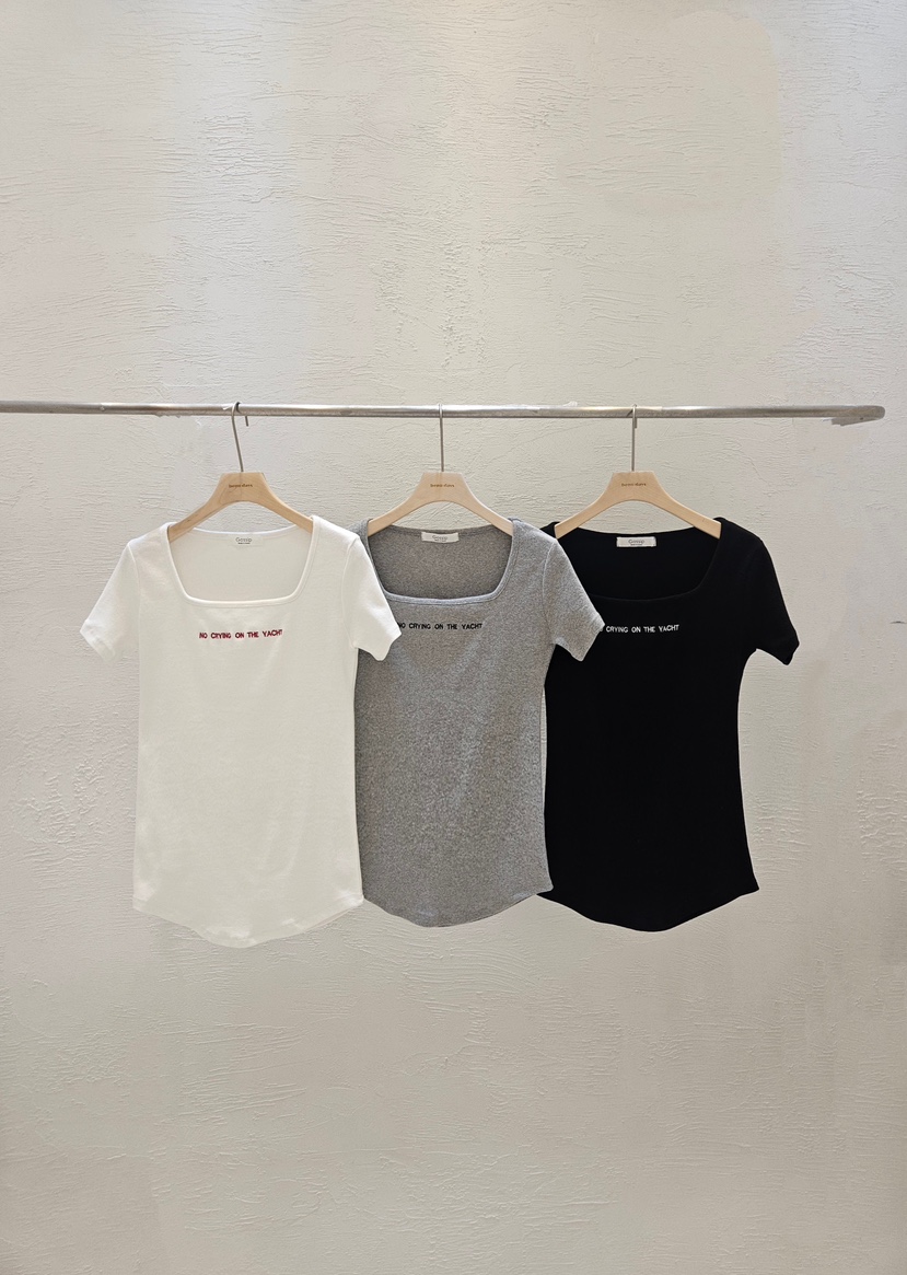 GOSSIP東大門實拍韓國女士新款26夏季職業熱賣T恤闊腿褲羅紋GOSSIPT恤圖色2左二色