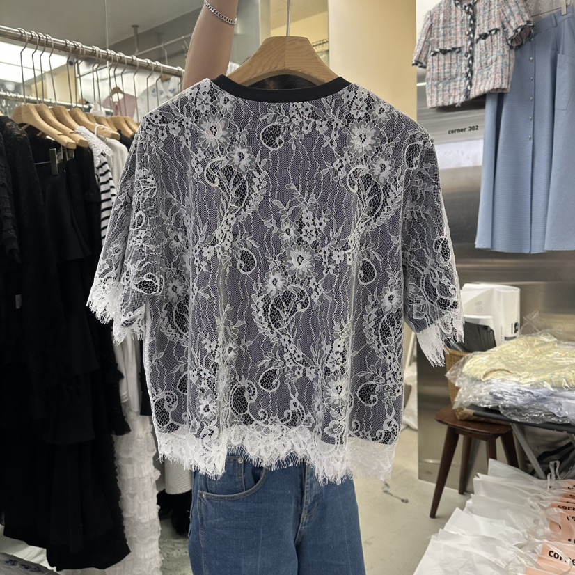 CORNER韓國東大門代購女士新品26春夏休閑襯衫蕾絲衫蕾絲CORNER.302襯衫/蕾絲衫